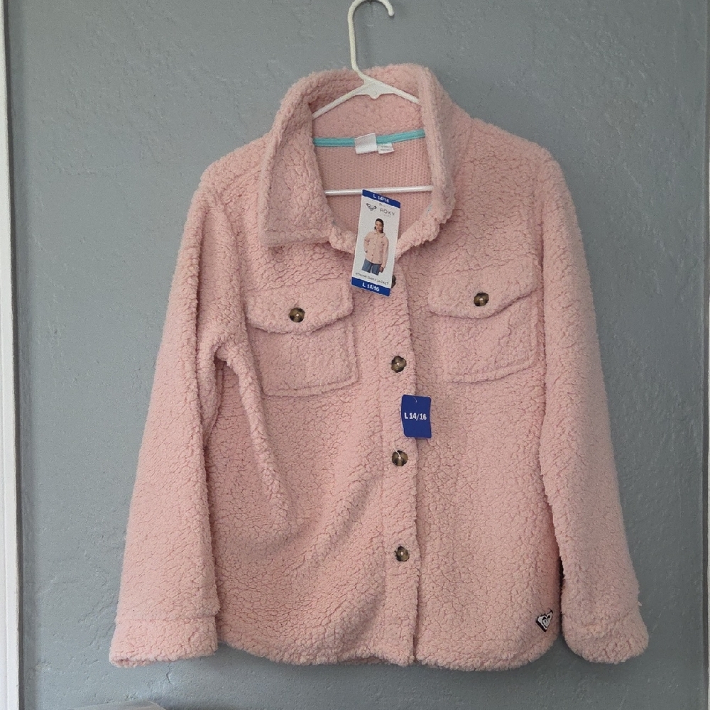 Roxy Light Pink Sherpa Jean Jacket for Kids